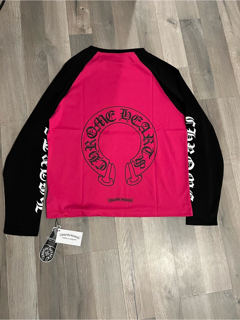 Chrome Hearts Hot Pink and Black Raglan Long Sleeve